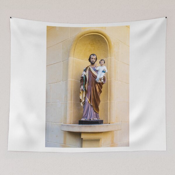Item preview, Saint Joseph Statue Holding Baby Jesus In Church Niche Religious Catholic Sculpture Of Faith And Devotion designed and sold by Nmallia.