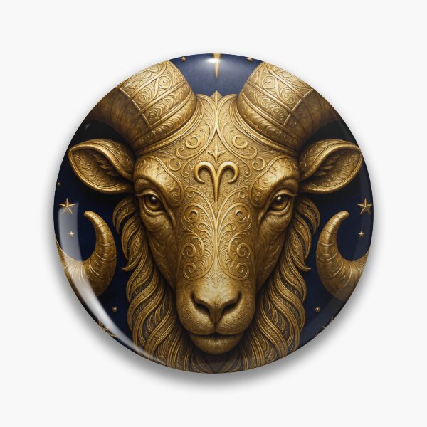 Item preview, Aries Zodiac Gold Ram Symbol – Luxury Astrology Metallic Design designed and sold by Jandedan.