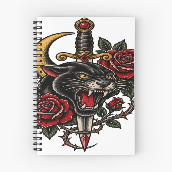 Item preview, Vintage Black Panther Dagger and Red Roses Gothic Artwork designed and sold by StickersHul.