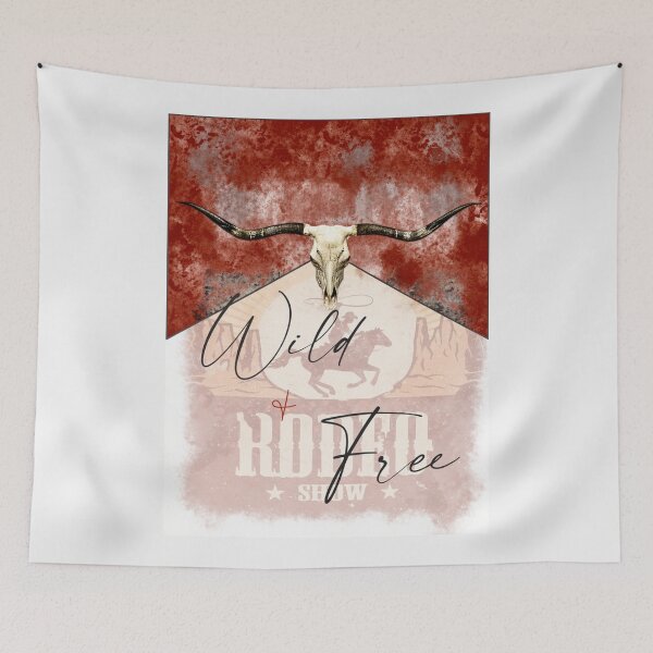 Item preview, Wild & Free Rodeo Bull Skull Art designed and sold by Vicky021.