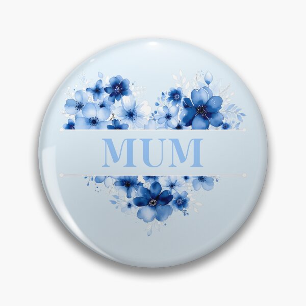 Item preview, MUM – Blue Floral Heart Watercolor Illustration designed and sold by EmeraldeaArt.
