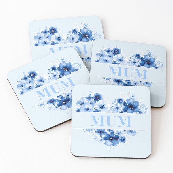 Item preview, MUM – Blue Floral Heart Watercolor Illustration designed and sold by EmeraldeaArt.