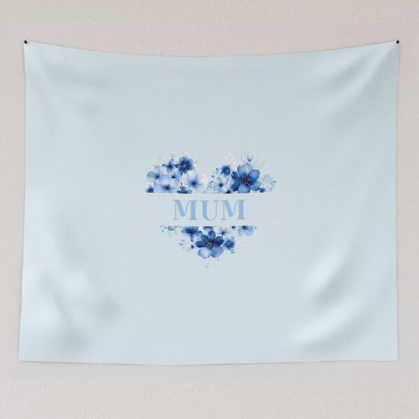Item preview, MUM – Blue Floral Heart Watercolor Illustration designed and sold by EmeraldeaArt.