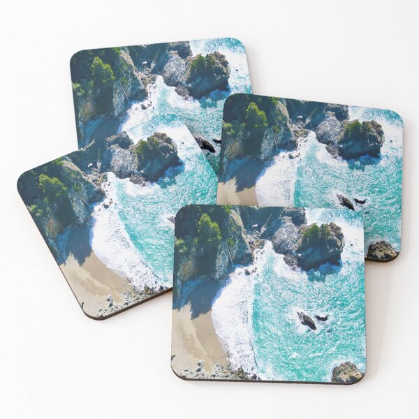 Item preview, Big Sur McWay Falls Aerial Photography – California Ocean Cliff Art designed and sold by Tempraneo Photo.