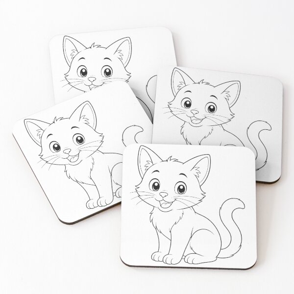 Item preview, Cute Kitten Coloring Page – Happy Cartoon Cat Line Art designed and sold by Krzepcia.