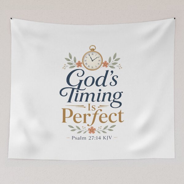 Item preview, God’s Timing Is Perfect – Psalm 27:14 KJV Floral Clock Christian Gift designed and sold by FaithThroughEverySeason.