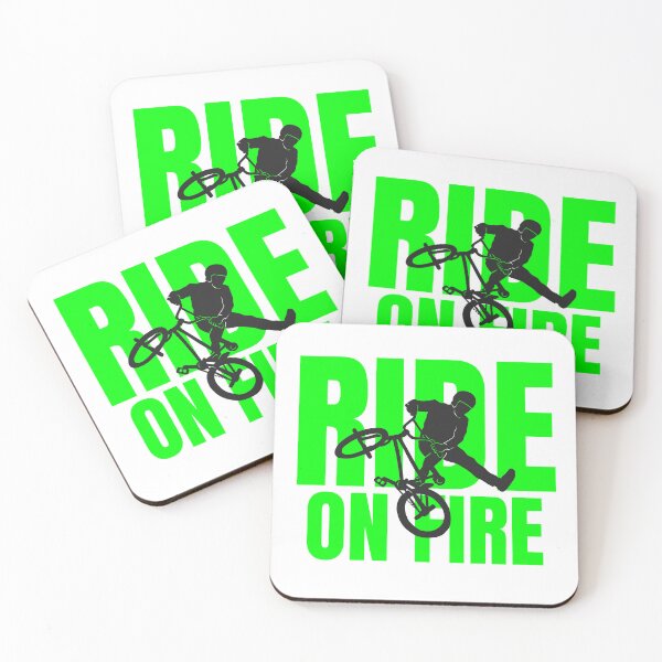 Item preview, Ride On Fire BMX Stunt Typography Design designed and sold by EchoPrint Co..