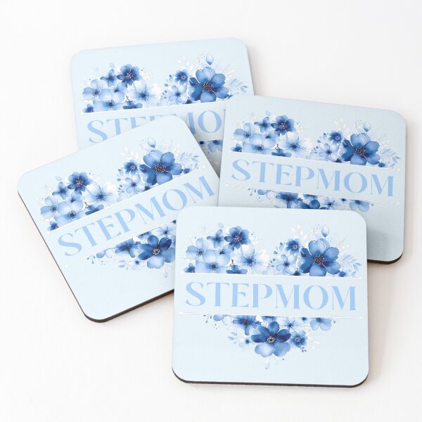 Item preview, Stepmom – Blue Floral Heart Watercolor Illustration designed and sold by EmeraldeaArt.