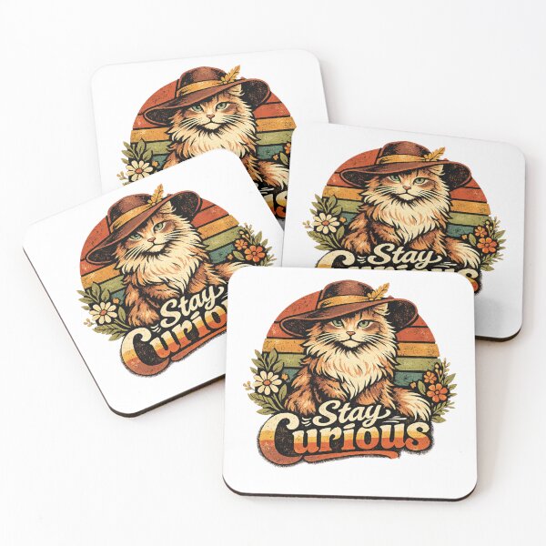 Item preview, Stay curious cat in a hat designed and sold by Tipsy24.