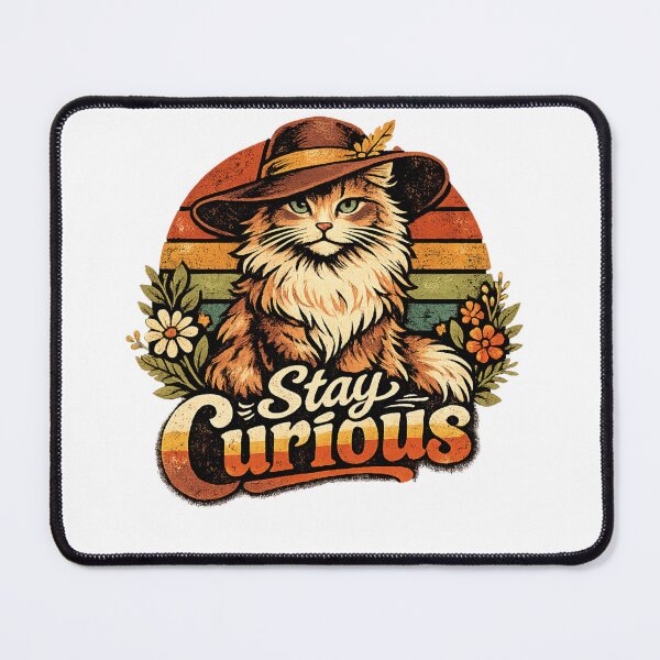 Item preview, Stay curious cat in a hat designed and sold by Tipsy24.