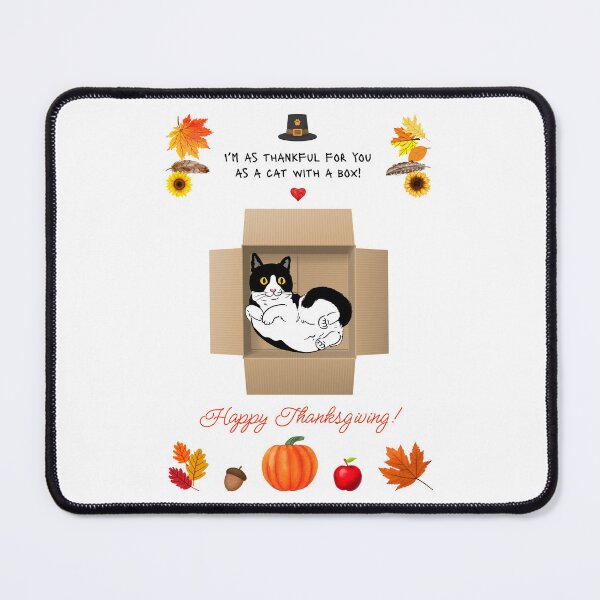 Item preview, Funny Thanksgiving Thankful Tuxedo Cat in a Box designed and sold by MYCatStuff.