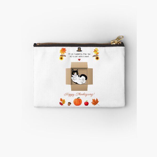 Item preview, Funny Thanksgiving Thankful Tuxedo Cat in a Box designed and sold by MYCatStuff.