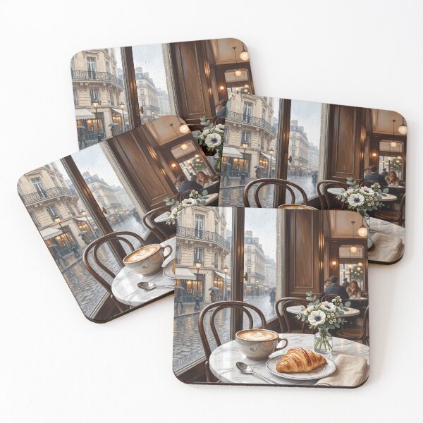 Item preview, Café Window in Paris | Elegant French Coffee Premium Lifestyle Illustration | Paris Café Wall Art | Coffee Lover T-Shirt designed and sold by SAJ Design Studio.