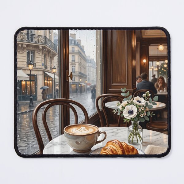 Item preview, Café Window in Paris | Elegant French Coffee Premium Lifestyle Illustration | Paris Café Wall Art | Coffee Lover T-Shirt designed and sold by SAJ Design Studio.