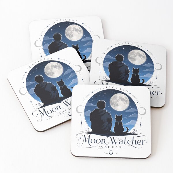 Item preview, Official Moon Watcher Black Cat Dad Kawaii T-Shirt designed and sold by Ashley critters.