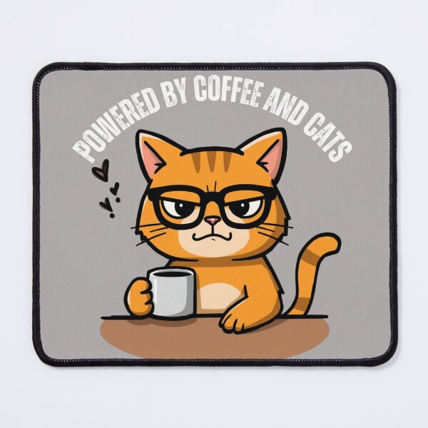 Item preview, Powered By Coffee And Cats - Funny Orange Cat Shirt designed and sold by NeuralAuraArts.