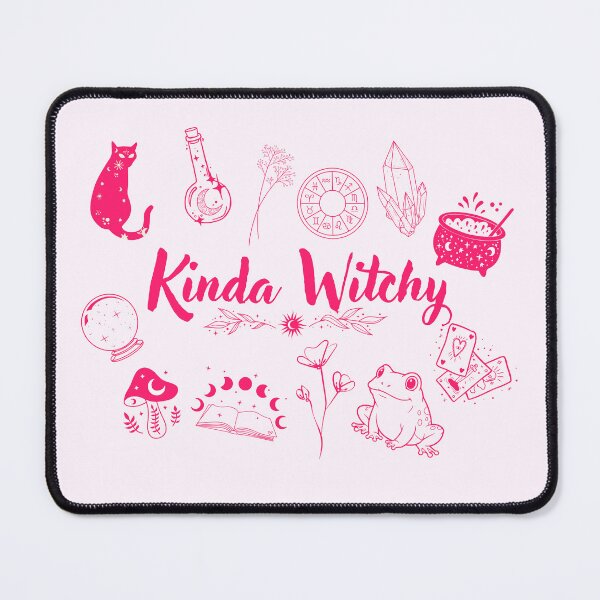 Item preview, Kinda Witchy with Pink Monochrome Doodles Crystals Tarot Frog Cauldron designed and sold by JaymeOctober.