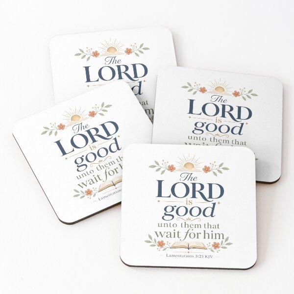Item preview, The Lord Is Good Unto Them That Wait – Lamentations 3:25 KJV Bible Floral Design designed and sold by FaithThroughEverySeason.