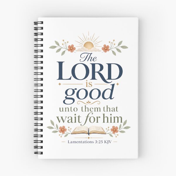 Item preview, The Lord Is Good Unto Them That Wait – Lamentations 3:25 KJV Bible Floral Design designed and sold by FaithThroughEverySeason.