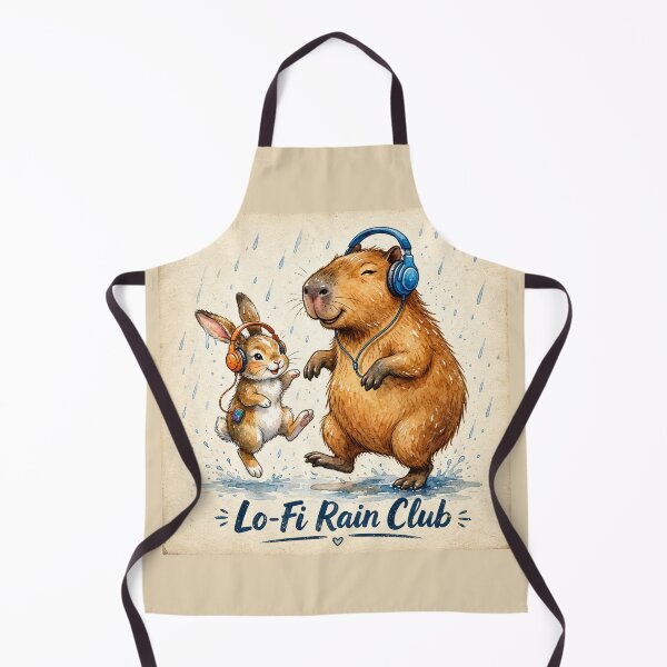 Item preview, Lo-Fi Rain Club | Cute Capybara & Bunny Dancing in the Rain Watercolor designed and sold by HOUSE OF TIST.