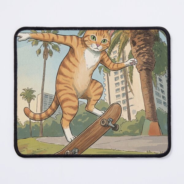 Item preview, Orange Tabby Cat Skateboarding in the City Illustration designed and sold by Butterfly-Dream.