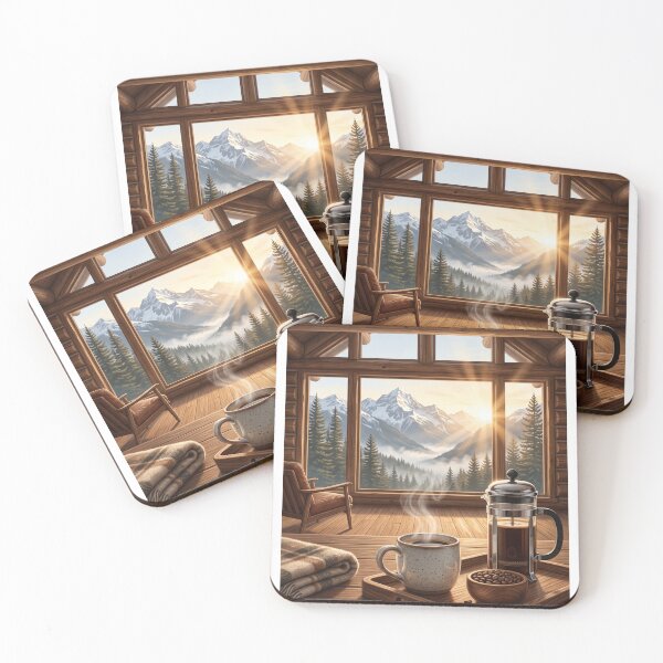 Item preview, Cabin Coffee Escape | Cozy Mountain Cabin Premium Coffee Lifestyle Illustration | Rustic Wall Art | Coffee Lover T-Shirt designed and sold by SAJ Design Studio.