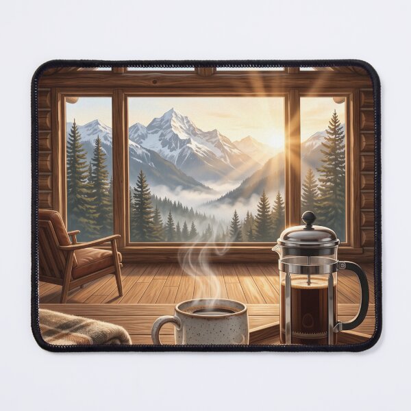 Item preview, Cabin Coffee Escape | Cozy Mountain Cabin Premium Coffee Lifestyle Illustration | Rustic Wall Art | Coffee Lover T-Shirt designed and sold by SAJ Design Studio.