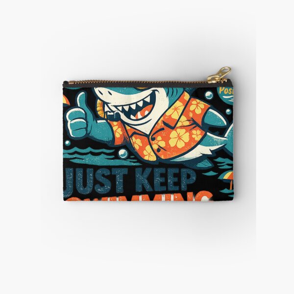 Item preview, Just Keep Swimming Shark - Stay Positive Funny Retro T-Shirt designed and sold by CosmoMerchStore.