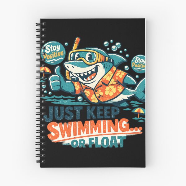 Item preview, Just Keep Swimming Shark - Stay Positive Funny Retro T-Shirt designed and sold by CosmoMerchStore.
