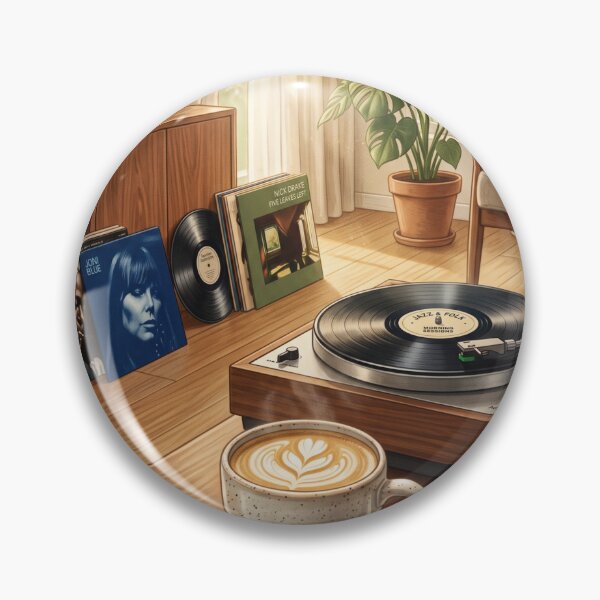 Item preview, Vinyl & Vanilla Latte | Retro Coffee Lifestyle Premium Illustration | Coffee Wall Art | Vinyl Lover T-Shirt designed and sold by SAJ Design Studio.