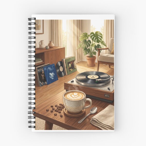 Item preview, Vinyl & Vanilla Latte | Retro Coffee Lifestyle Premium Illustration | Coffee Wall Art | Vinyl Lover T-Shirt designed and sold by SAJ Design Studio.