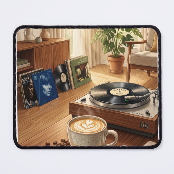 Item preview, Vinyl & Vanilla Latte | Retro Coffee Lifestyle Premium Illustration | Coffee Wall Art | Vinyl Lover T-Shirt designed and sold by SAJ Design Studio.