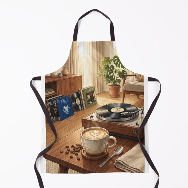 Item preview, Vinyl & Vanilla Latte | Retro Coffee Lifestyle Premium Illustration | Coffee Wall Art | Vinyl Lover T-Shirt designed and sold by SAJ Design Studio.