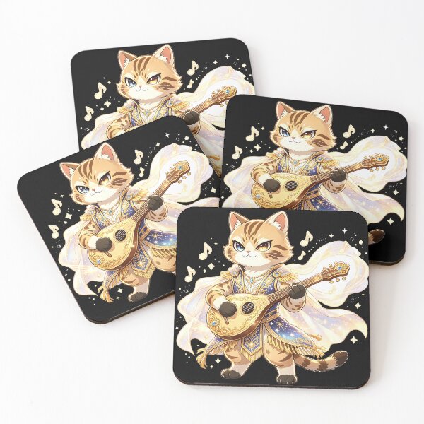 Item preview, The Starry Bard - Felis Nigripes Magical Musician Warrior designed and sold by ABYSSLAB.