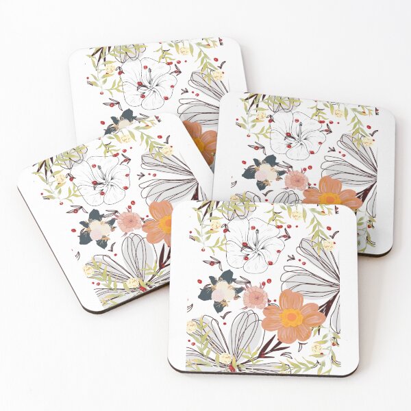 Item preview, Aesthetic Botanical Wildflower Pattern - Boho Line Art Floral designed and sold by DreamyBrushArt.
