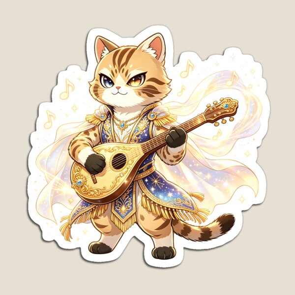 Item preview, The Starry Bard - Felis Nigripes Magical Musician Warrior designed and sold by ABYSSLAB.