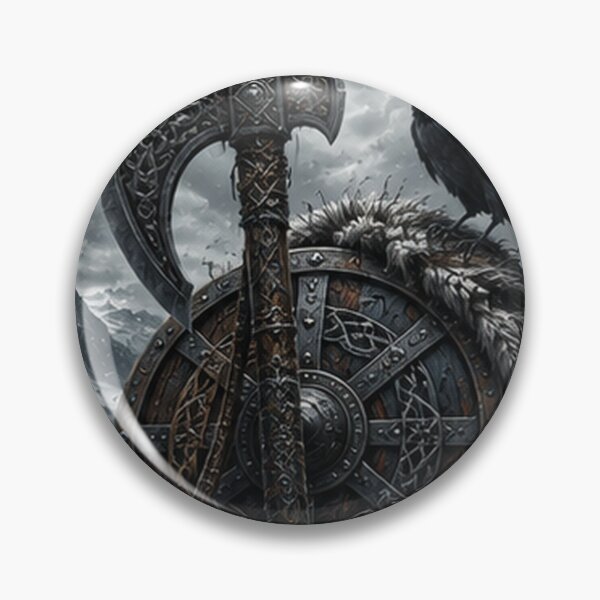 Item preview, Viking Axe & Shield Mythical Raven designed and sold by HollowOakPrints.
