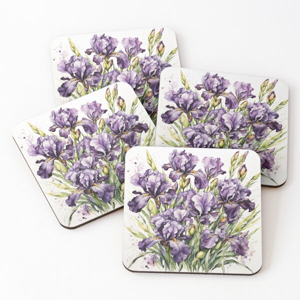 Item preview, Purple Iris Bouquet Watercolor Painting designed and sold by RawNaturePrints.
