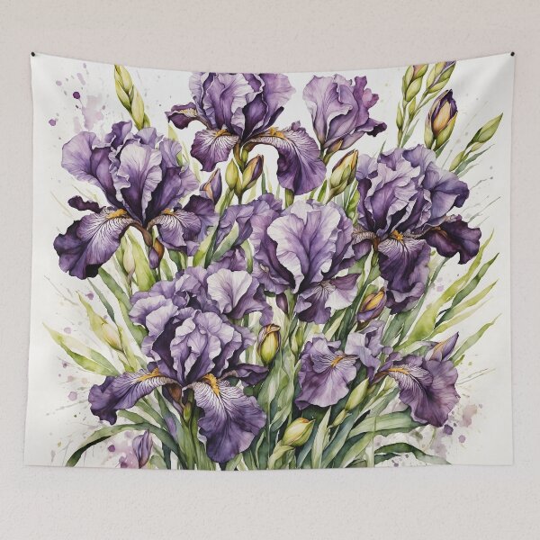Item preview, Purple Iris Bouquet Watercolor Painting designed and sold by RawNaturePrints.