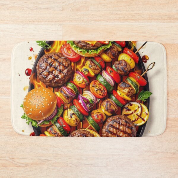 Item preview, Festive grill - Burgers and skewers on the barbecue designed and sold by NeyhineAngelionShop.