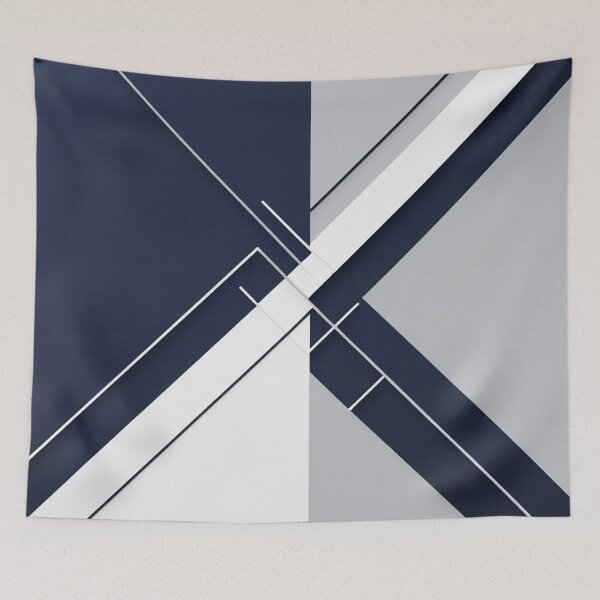 Item preview, Abstract Navy & White Minimalist Pattern | Clean Geometric Line Artwork designed and sold by semenol.