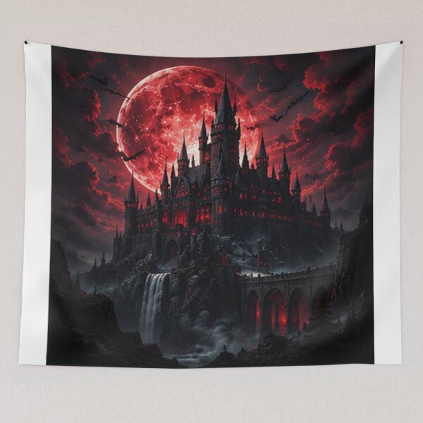 Item preview, Gothic Castle under Red Moon Night designed and sold by HollowOakPrints.