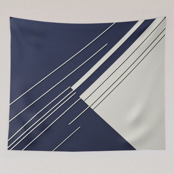 Item preview, Minimal Navy Blue Abstract Geometric Pattern | Contemporary Line Art Design designed and sold by semenol.