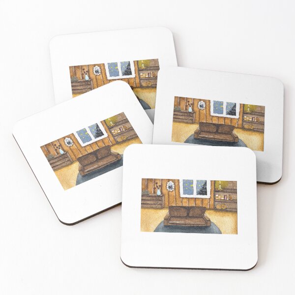 Item preview, Watercolor wooden chalet-style living room designed and sold by Aqacutie.