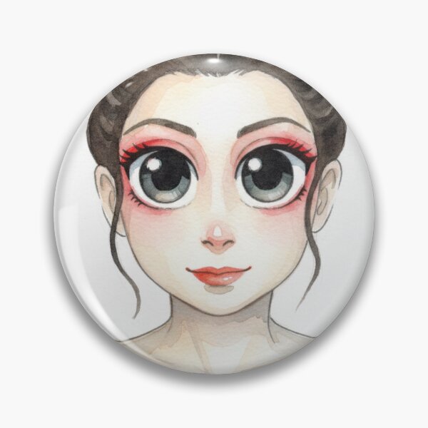 Item preview, Anime Girl Watercolor Portrait Red Makeup designed and sold by KaleChub.