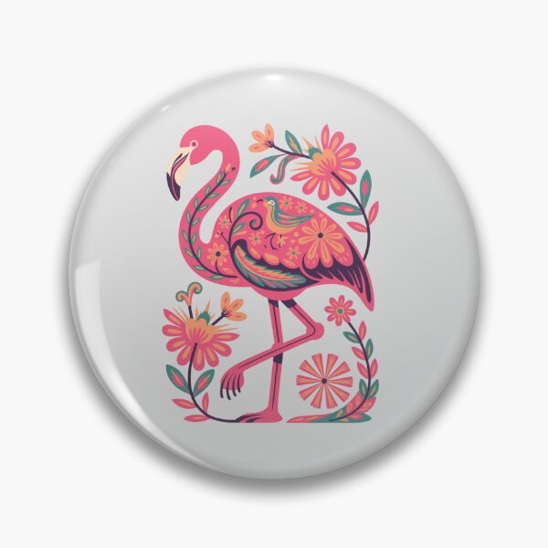 Item preview, Mexican Otomi embroidery style flamingo designed and sold by 123ks.