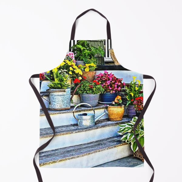 Item preview, Cape May NJ - Flowers and Watering Cans on Porch Steps designed and sold by Susan Savad.