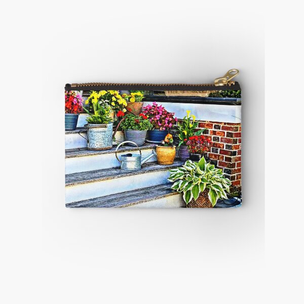 Item preview, Cape May NJ - Flowers and Watering Cans on Porch Steps designed and sold by Susan Savad.