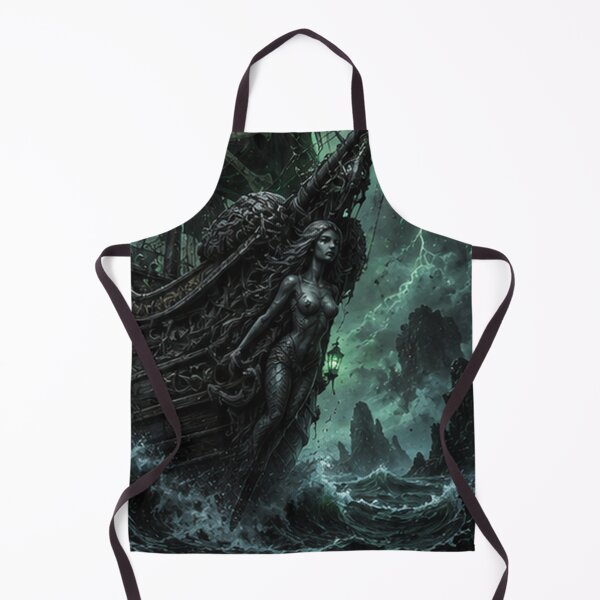 Item preview, Gothic Mermaid on Dark Ship Art Print designed and sold by HollowOakPrints.