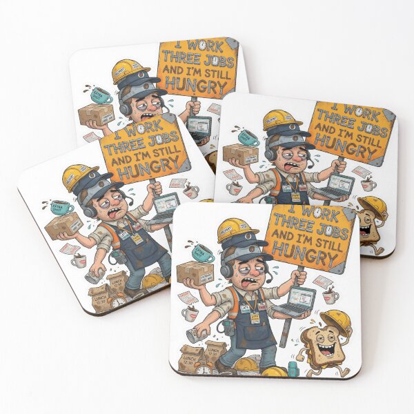 Item preview, I Work Three Jobs And I'm Still Hungry Funny Work Sticker designed and sold by Imaginarium of Chaos falcon88 .